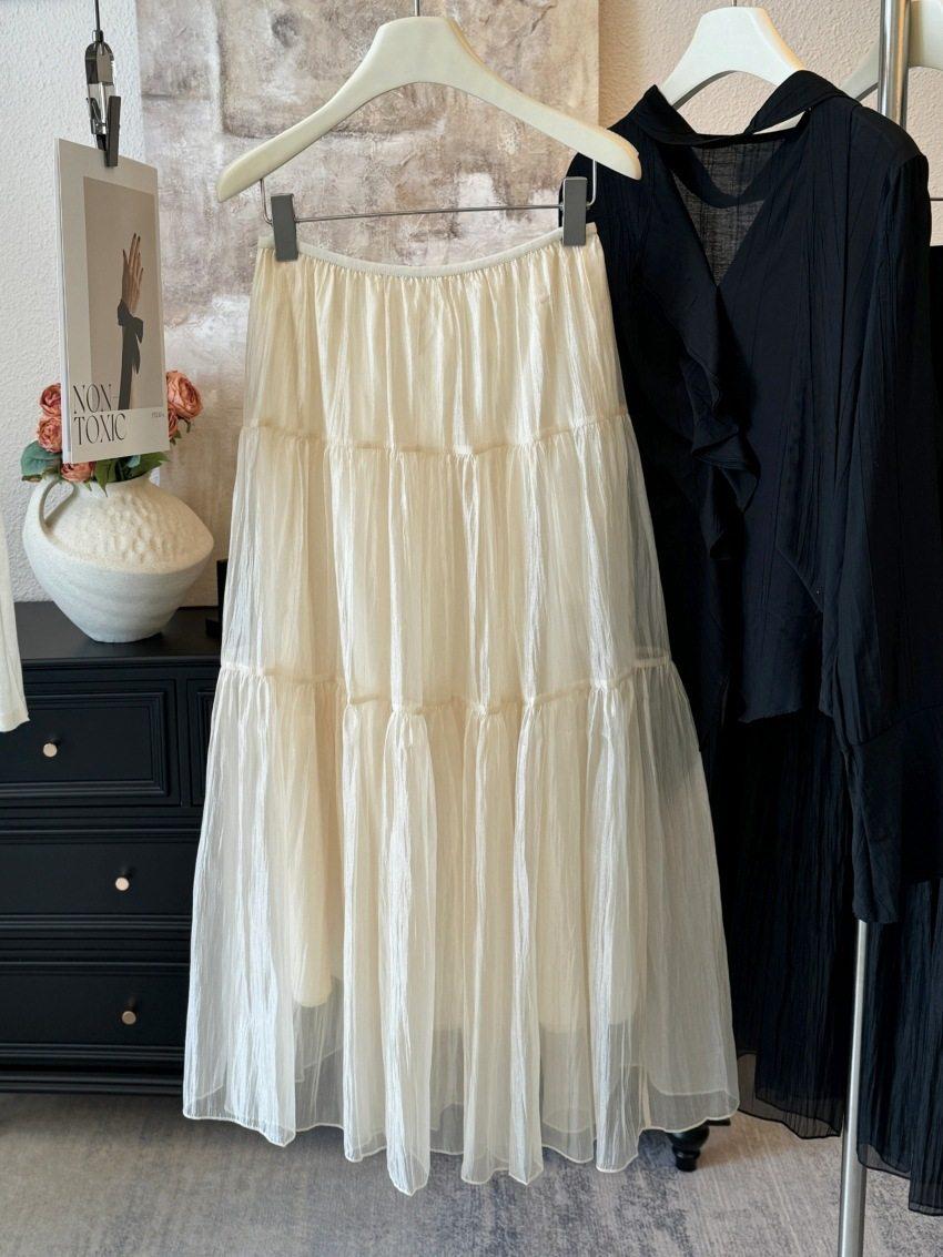 

Women s High-Waisted Pearlescent Gauze A-line Skirt - Spring/Summer 2026 Collection One Size абрикосовый