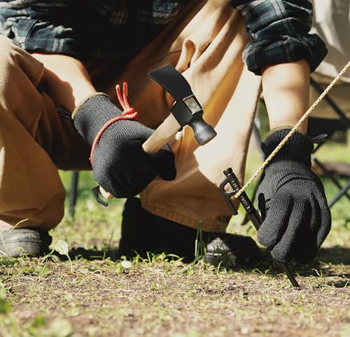 Captain Stag (CAPTAIN STAG) Outdoor Camping BBQ Gloves, Heat-Resistant and Flame-Retardant, with Silicone Grip and Strap, Black, UG-3312