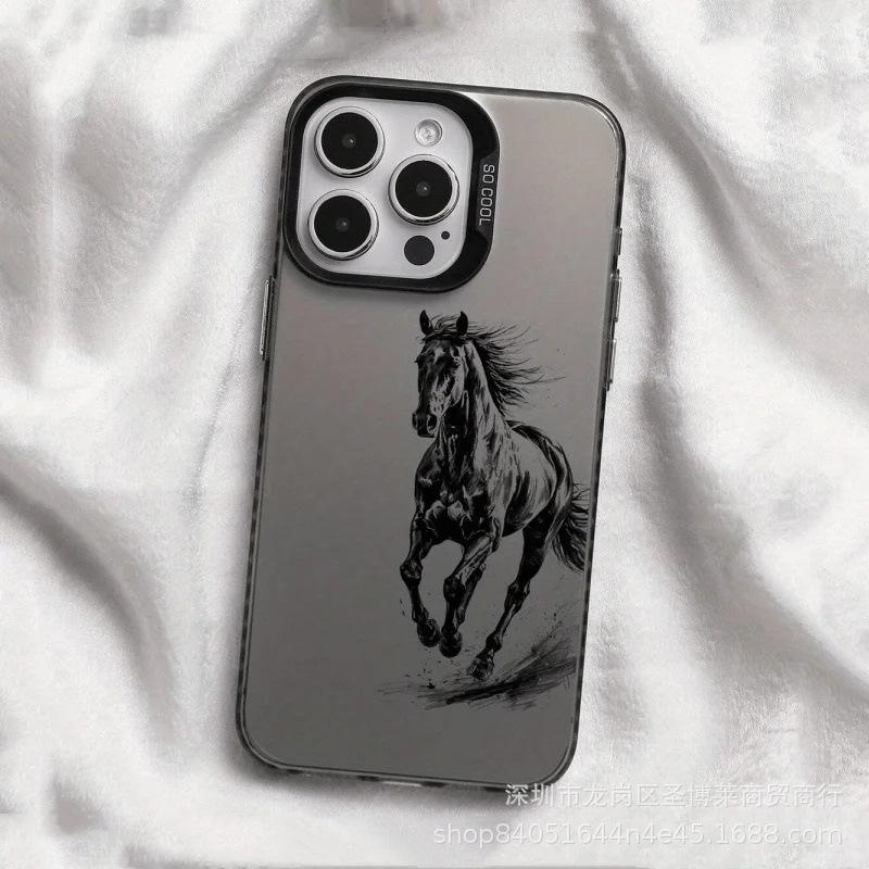 Running Horse Suitable for Apple 15 Color Silver iPhone14promax Creative 13/11 Frosted 16 Protective Case 17