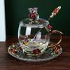 Tazze da Acqua Smaltate Colorate: Elegante Set in Vetro per Soggiorno per Caffè e Latte