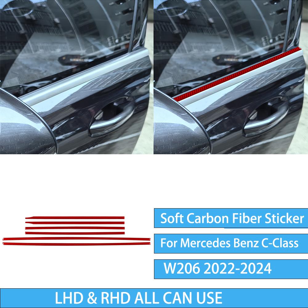 For Mercedes Benz C-Class W206 -2024 Auto Door Trim Seat Adjustment Red Carbon Fiber Decorative Car Accessory Sticker