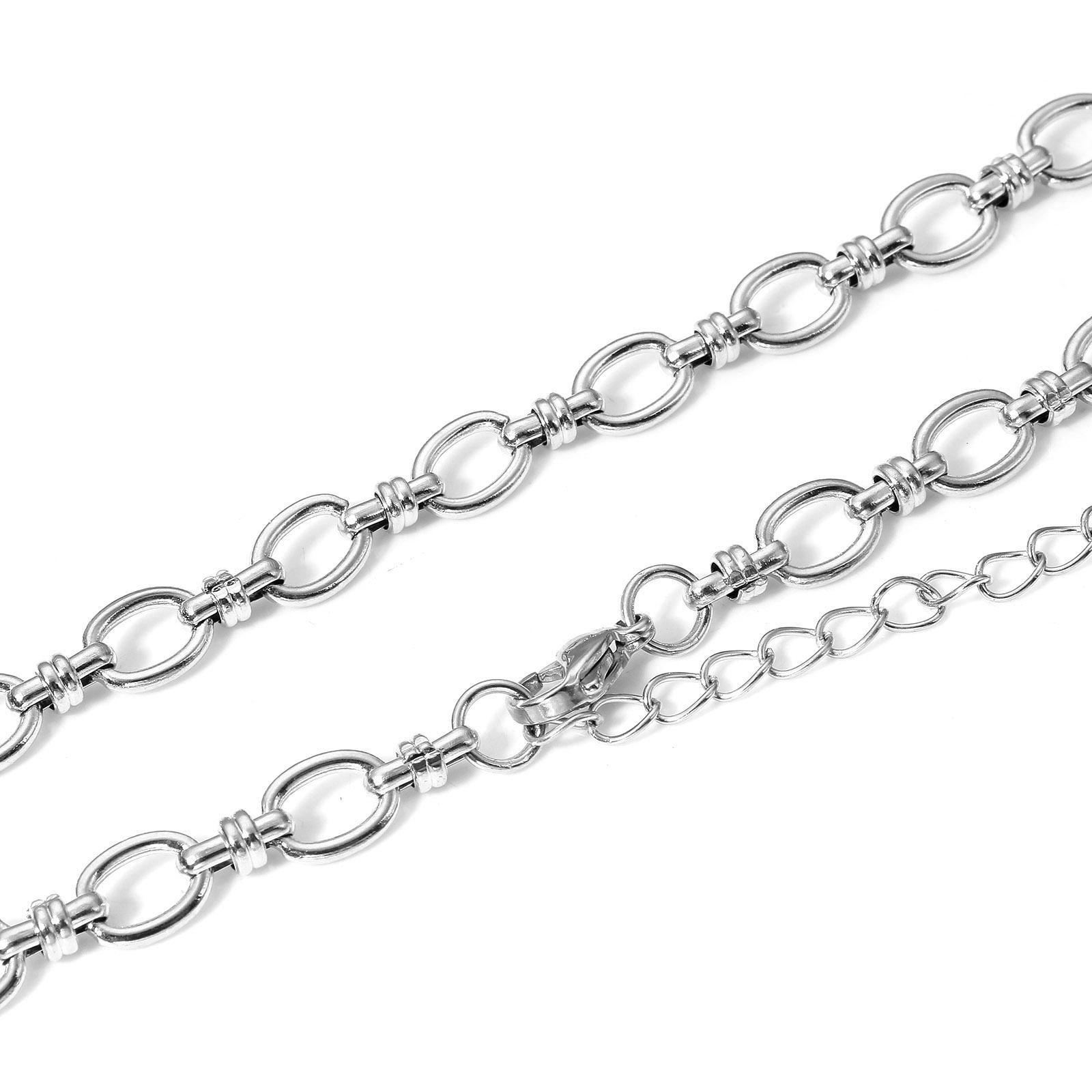 

1 Piece 304 Stainless Steel Oval Chain Necklace For Women Men Chain Necklaces Diy Punk Handmade Jewelry Supplies 40/45cm Long