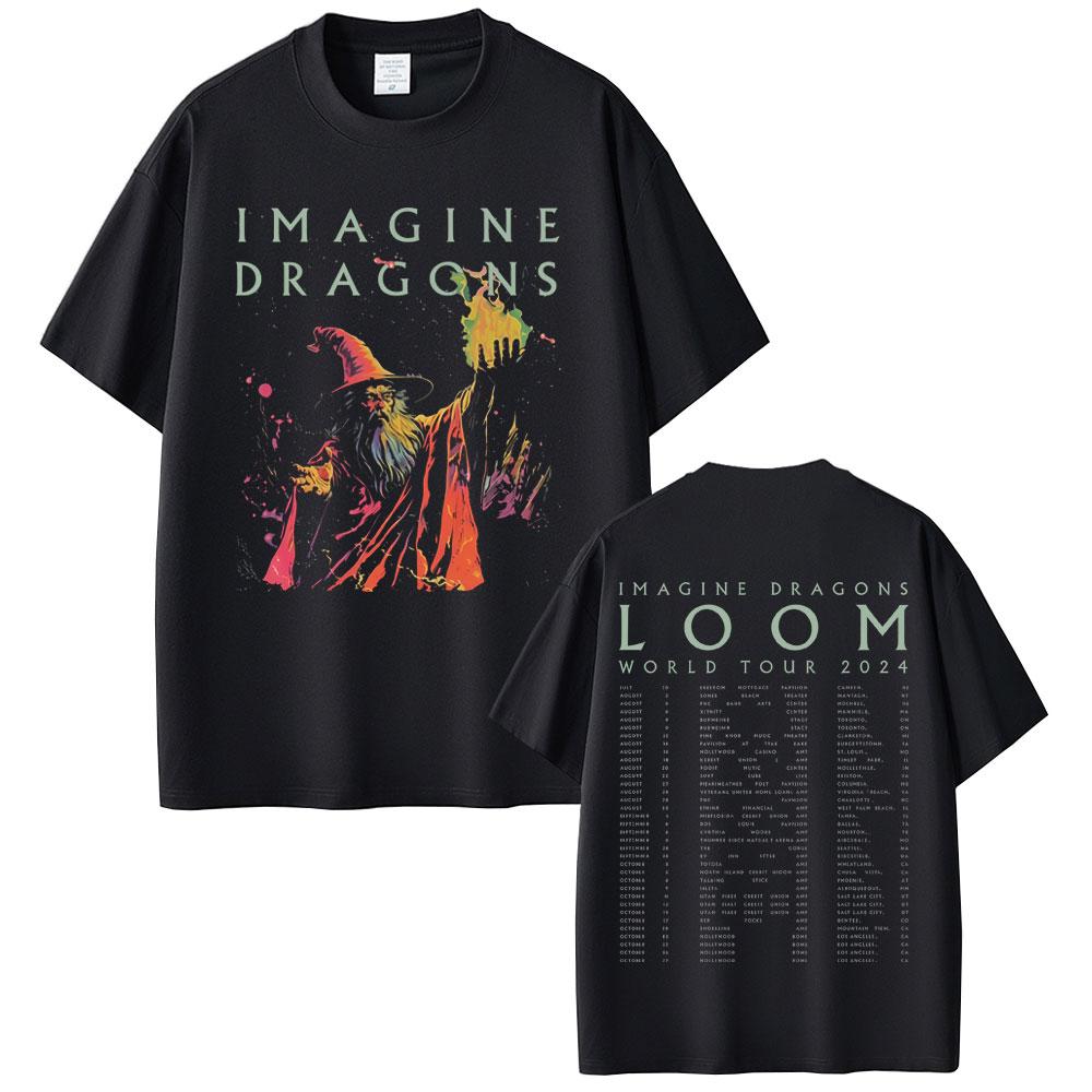 Rock Band Imagine Dragons Loom World Tour 2025 T Shirt Men Women Hip Hop Oversized Tshirts Male Casual Cotton Vintage Tshirt