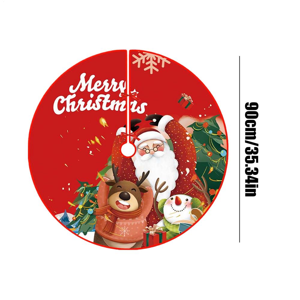 90CM Cartoon Christmas Tree Skirt Crafts Tree Surround Base Set Merry Christmas Decorations for Home Xmas Ornaments Navidad