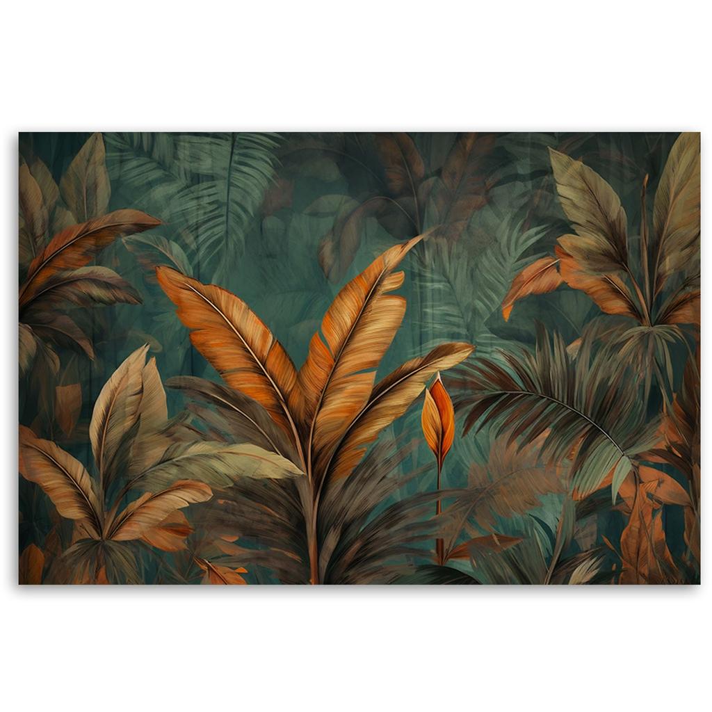 Canvas Print, Tropical Leaves Flowers