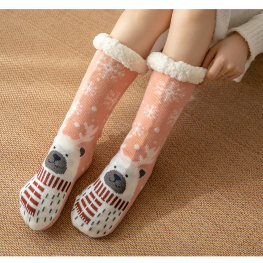 Christmas Socks, Floor Socks, Winter Socks, Snow Socks, Plush Socks, Coral Socks, Home Socks, Sleep Socks