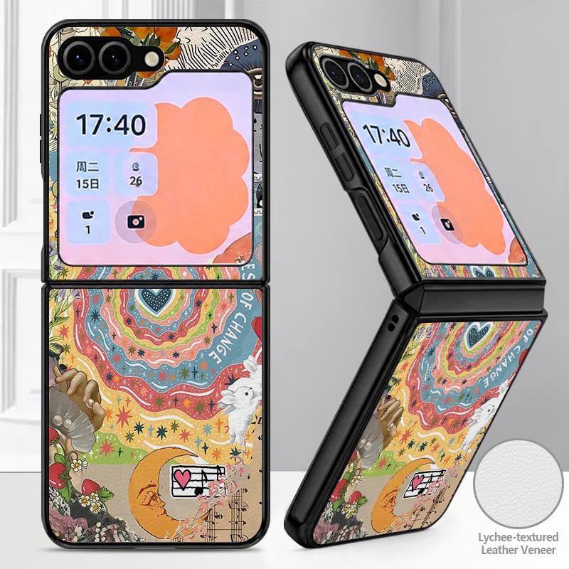 Retro Game Boy Camera Print Case For Samsung Z Flip 8 7 6 5 Luxury Leather Skin Hard Folding Phone Cover For Galaxy Z Flip8 Flip7 Flip6