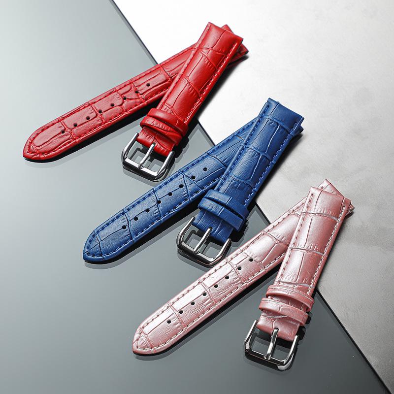 Calfskin Bamboo Pattern Cowhide Pin Buckle Watch Strap for Men and Women