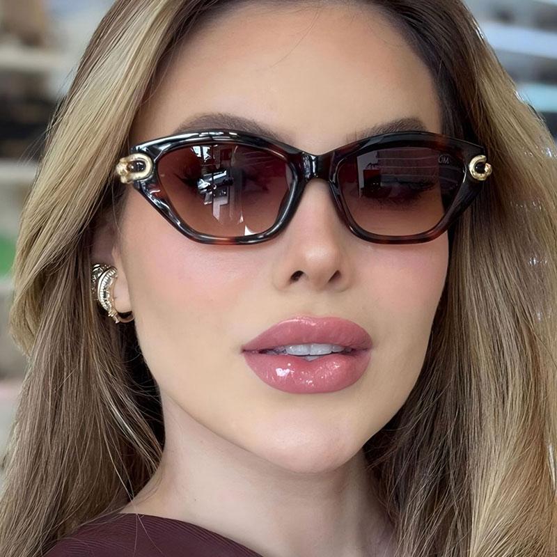Vintage Sunglasses For Women Brand Designer Cat Eye Leisure Vacation Sun Glasses New Ladies Sunscreen UV400 Shades