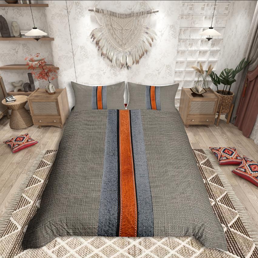 

Comforter Homewish Geometric Stripes Geometric Plaid For Teens Bedding Setabstract Retro Decor Comforter (quilt)-EU Single(135*200cm)3pcs