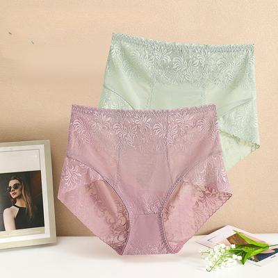 Große Größe Höschen mit hoher Taille Einfache einfarbige Spitzenslips Damenunterwäsche Keine Spur Unterhose Bequeme Damenunterwäsche
