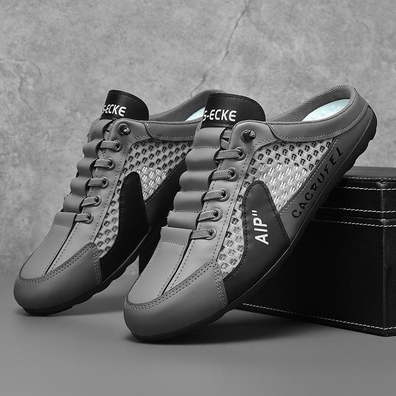 Baotou half slippers men's summer breathable men's shoes one pedal lazy shoes men's non-slip and deodorant heel sandals