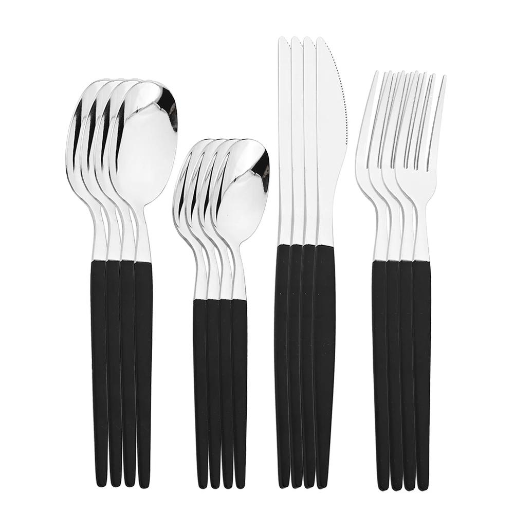 16Pcs Cutlery Set Dinner Knife Fork Spoon Flatware Set Kitchen Gold Dinnerware Stainless Steel Tableware Silverware Set Gift