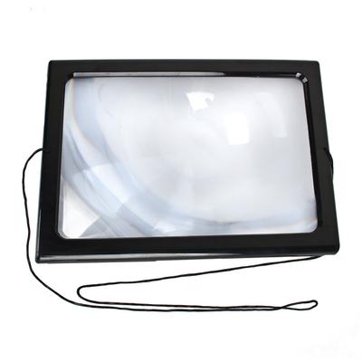 Große A4 Seite Freihand 3x Lupe mit Licht LED Vergrößerungsglas Lesen Gdel