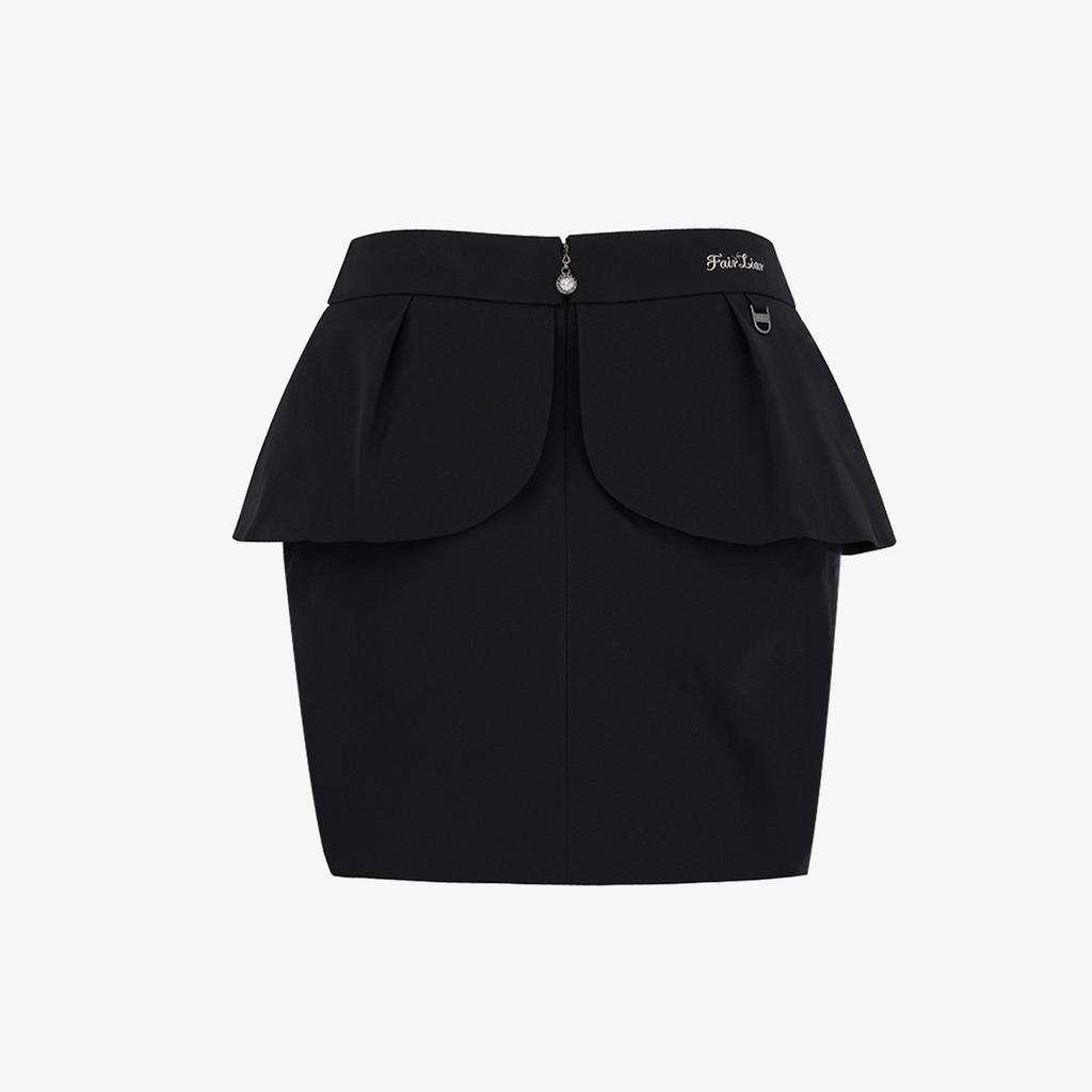 FAIRLIAR GOLF Ribbon Flap High-Waisted Skirt (Black)
