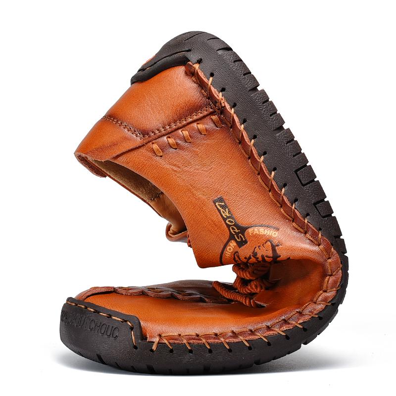 Pantofi casual retro pentru bărbați, cizme casual din piele naturală lucrate manual, mărime mare, ghete la gleznă