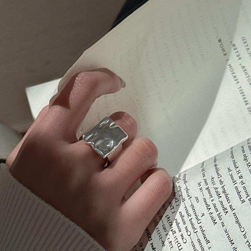 1pc Irregular Matte Squares Rings for Women Couples Minimalist Anniversary Jewelry Accessories Prevent Allergy