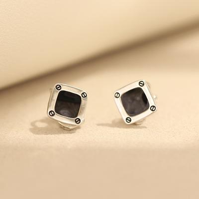 Personalized Neutral and Versatile Black Dripping Geometric Earrings, Simple and Fashionable, No Pierced Earclips, the Same Earrings for Men and Women