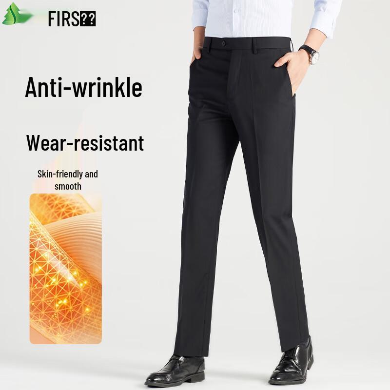 FIRS Men's Wrinkle-Resistant Straight-Leg Business Casual Pants