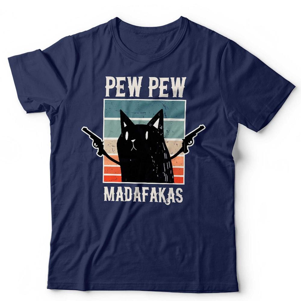 Pew Pew Madafakas Tshirt Unisex Kids NEW Funny Cat Lover Retro Vintage S