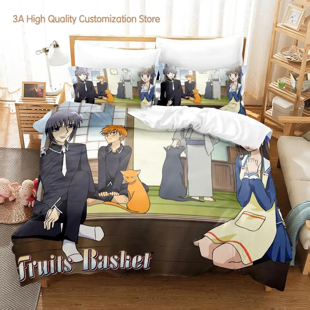 

Comforter Personality Fruits Basket Bedding Set Single Twin Full Queen King Size Bed Set Adult Boys Bedroom s Anime Bed Comforter (quilt)-EU Single(135*200cm)3pcs