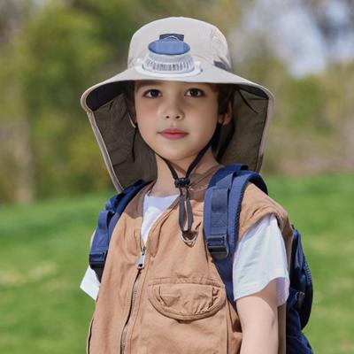 Sombrero para Niños con Ventilador de Doble Alimentación Solar y USB, Diseño de Chal, Gorra para Exterior, 3 Velocidades, Sombrero para Senderismo, Ciclismo, Pesca
