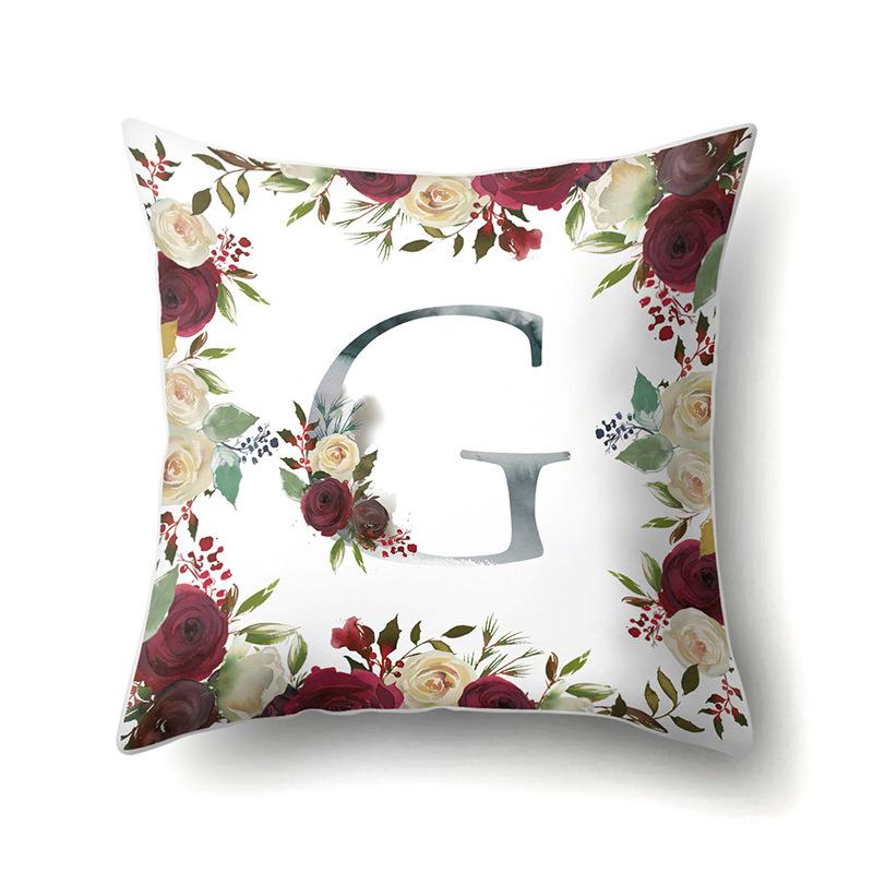 Polyester Pillowcase American Retro Flower Plant 26 English Letter Cushion Cover Car Pillowcase