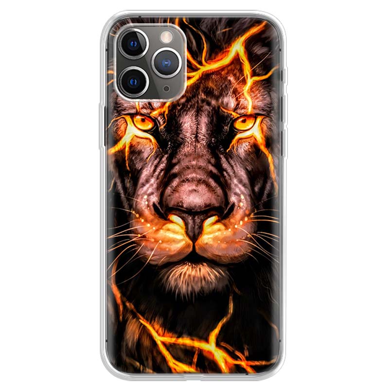 Animal Lions and Cheetahs Phone Case For iPhone 17 Air 11 13 Mini 14 15 Plus 16 12 Pro Max 16E SE 7 8 Pattern Soft TPU Back Cove