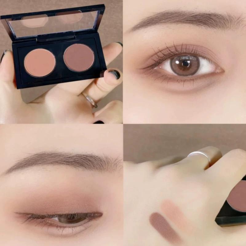 Xiaohongshu's Trending Two-Tone Eyeshadow~ Gray-Pink Lotus Color, Affordable Alternative Eyeshadow Palette, Pearlescent Matte Daily De-Puffing Palette