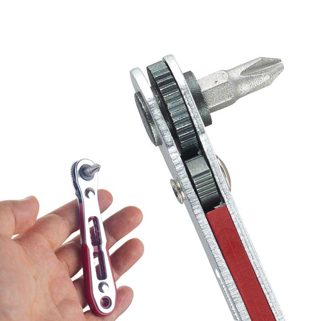 1Pc Mini Manual Bidirectional Ratchet Hex Screwdriver Wrench Multipurpose Magnetic Right Angle Flat Head Socket Tool