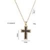 Luxury Female Black Rainbow Zircon Stone Cross Pendant Necklace Vintage Gold Color Wedding  For Women