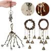 Home Decor Pendant Vintage Bell Decoration Key Bell Door Hanging Witch Rattan Wreath Rope Vintage Porch Garden Door Bells