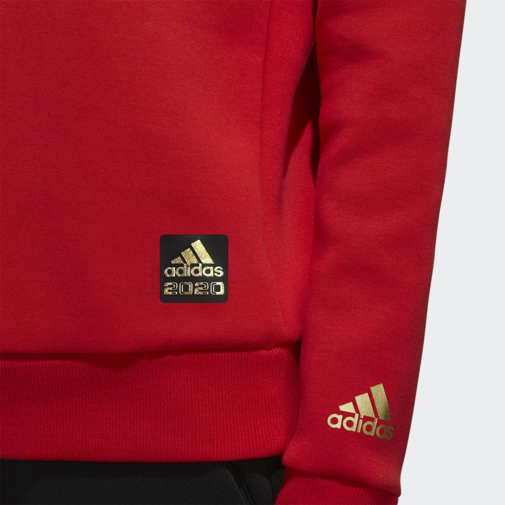 adidas Originals Kleeblatt CNY Sweatshirt mit Blumenmuster und drei Streifen Damen Sweatshirt Rot FM9272