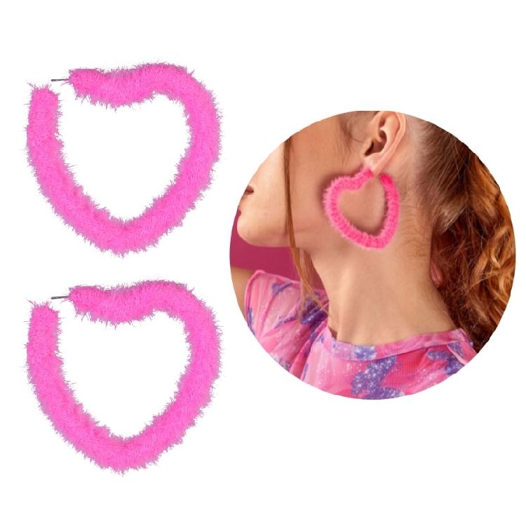Sweet Cool Plush Heart Hoop Earrings Exaggerated Dangle Earrings Birthday Gift