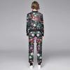 Spring Autumn Fashion Designer Print Runway Trousers Outfits Women Zipper Jacket Coat and Elastic Waist Pant Two Piece Set Thin Tracksuit