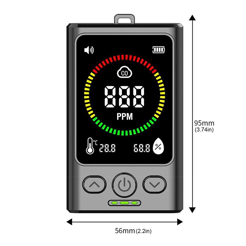 

Портативный детектор угарного газа CO, сигнализатор газа с монитором температуры и влажности, цифровой тестер качества воздуха, перезаряжаемый, для использования в помещении и на улице, для безопасности на кухне