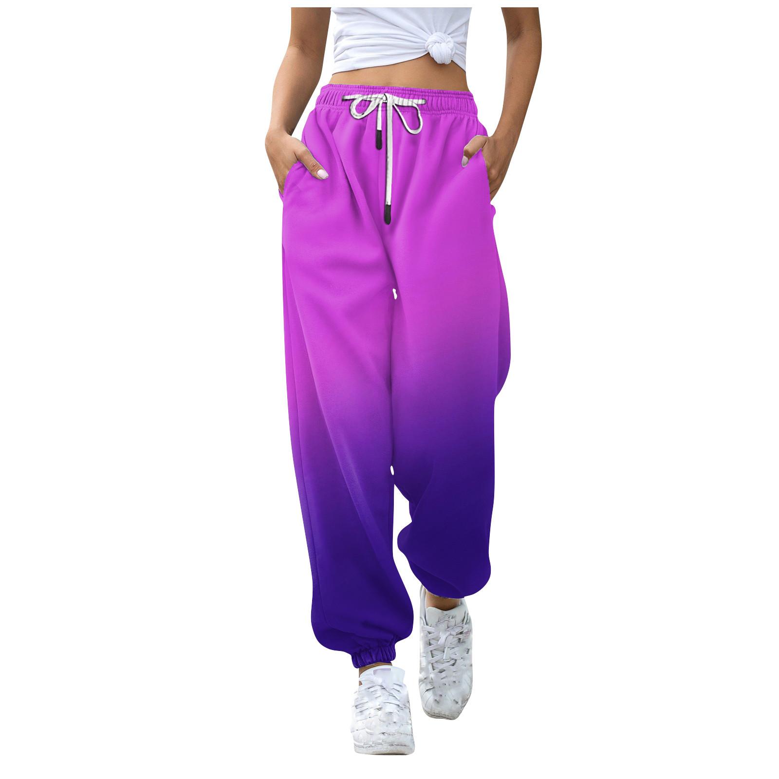 

Женские модные повседневные брюки с принтом и эластичным поясом на шнурке M фиолетовый