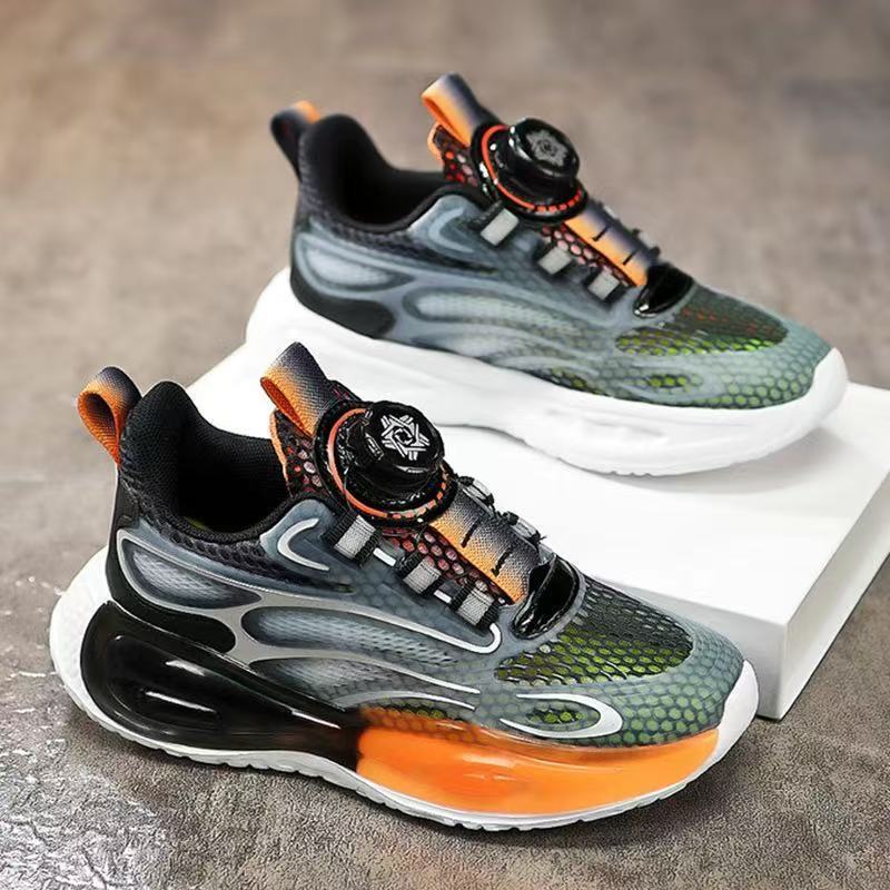 Boys' shoes 2025 spring new primary school children's leather surface waterproof soft sole non-slip explosive sports running shoes