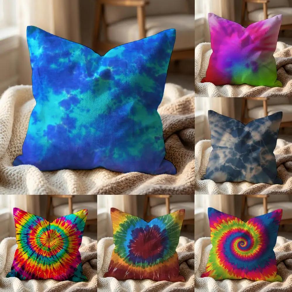 Tiedye Cushion Cover MultiScene Pillow Cover for Home Car Reversible Soft Durable for Daily Use