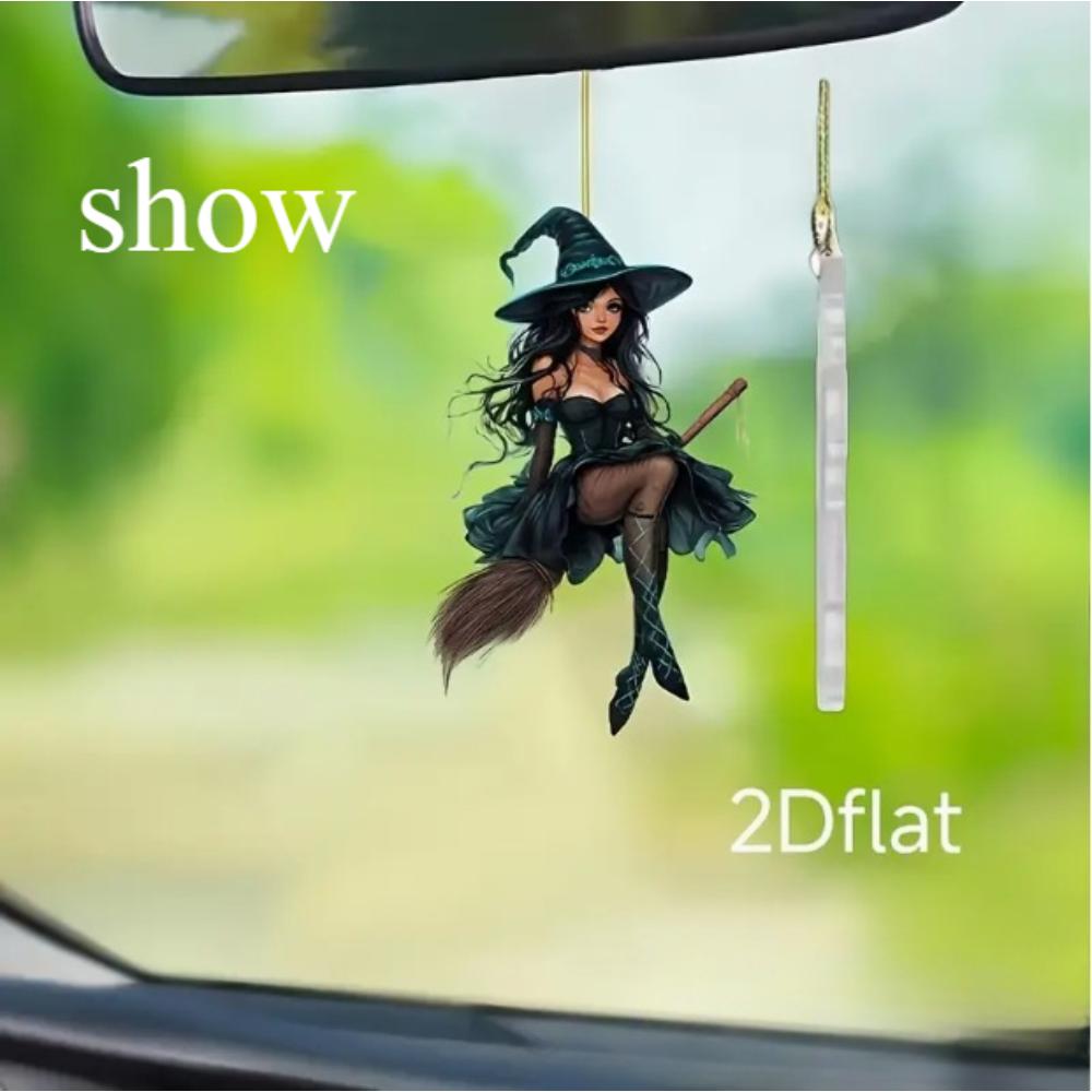 Akryl flat 2D Halloween-show, morsom heks heksehatt heksehatt edderkopphatt trollmannshatt bildekorasjon anheng ryggsekkanheng