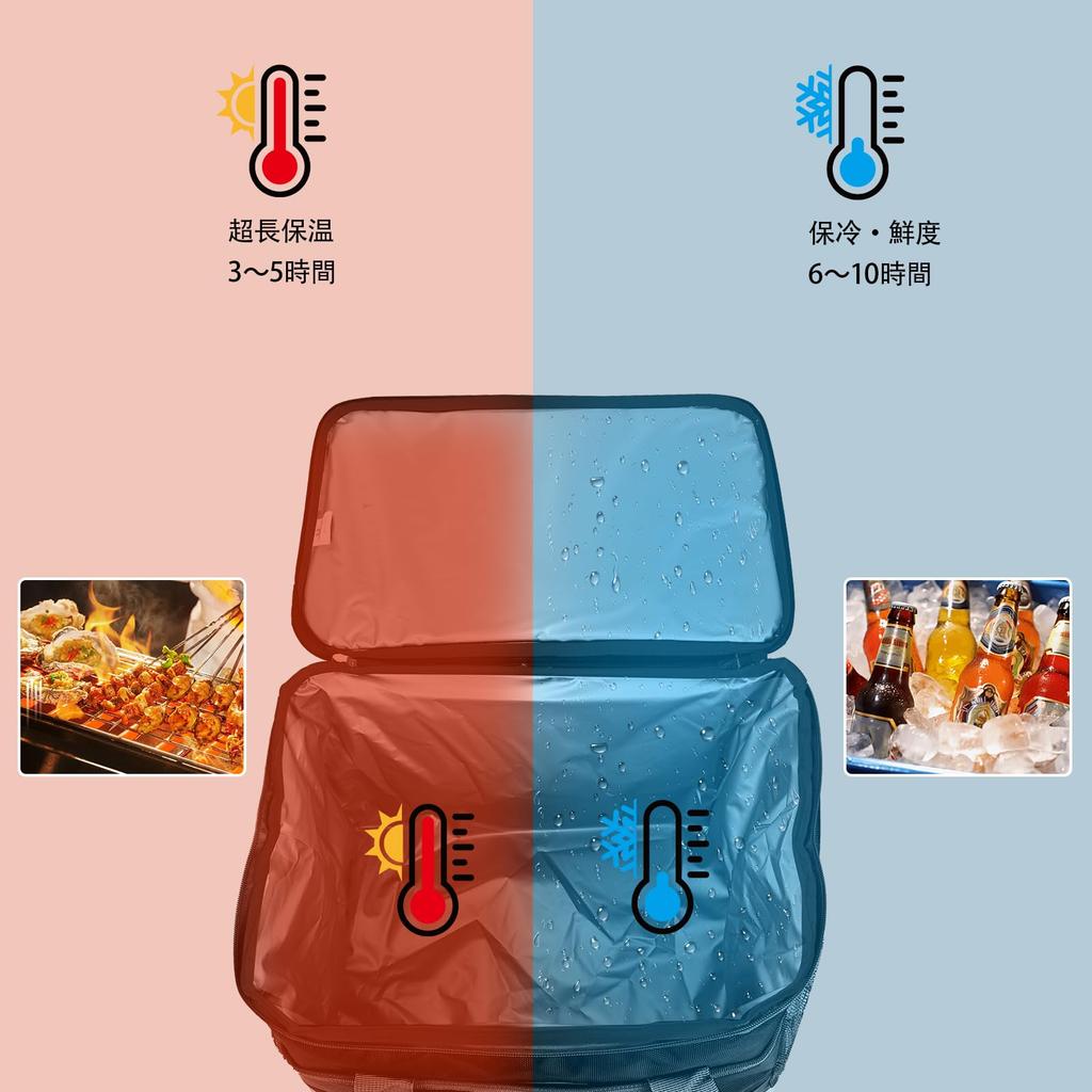 Miesherk Cooler Box, Insulated Bag, Soft Cooler Bag, Large Capacity 33L, Keeps Cold and Warm, Waterproof, Abrasion Resistant, Lightweight, Foldable