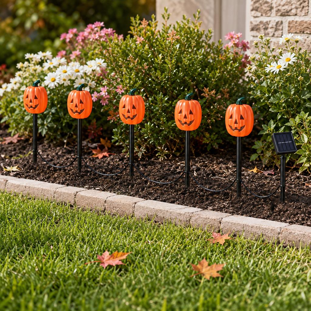 2pcs Halloween Solar Powered Ground Stake Lights Outdoor Decorative Ghost Shape Garden Pathway Lighting with Solar Panel and Stakes