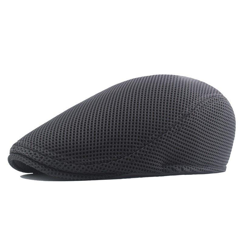 

Summer Men s Breathable Mesh Sun Hat, Golf Driving Flat-brimmed Beret, Black White Gray Beige Sun Hat, Hat Sun Visor One Size темно-сірий