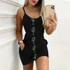 Robe moulante sans manches imprimé herbe porte-bonheur et lapin doux et mignon pour l'été, avec poches, sexy, coupe ajustée, robe de soirée élégante