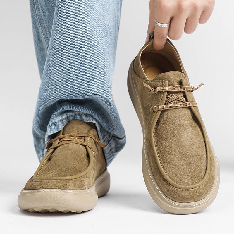Men's Casual Leather Shoes Soft Sole Walking Shoes Luxury Brand Lace-Up Lightweight Walking Shoes Outdoor Mens Sneakers