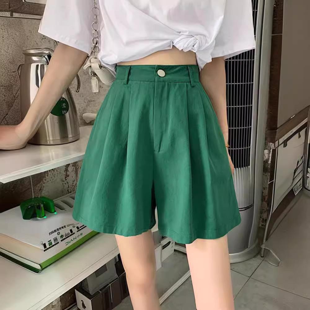 Tide Women's High Waist Wide-Leg Summer Shorts – Loose Fit, Elastic Waist, Casual Style