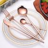 Portugal Gold Stainless Steel Cutlery Set: Four-Piece Knife, Fork, and Spoon Set for Steaks.