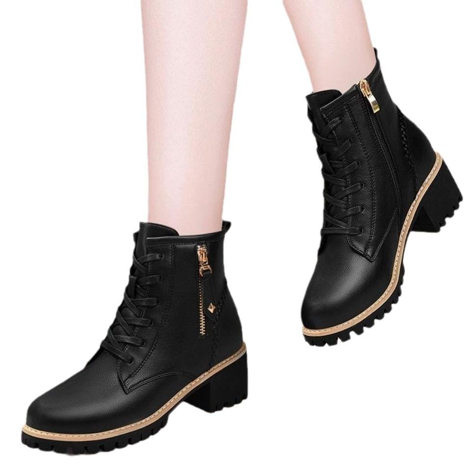 Martin boots women's autumn and winter new versatile single boots thick-soled velvet thermal locomotive short boots women's boots