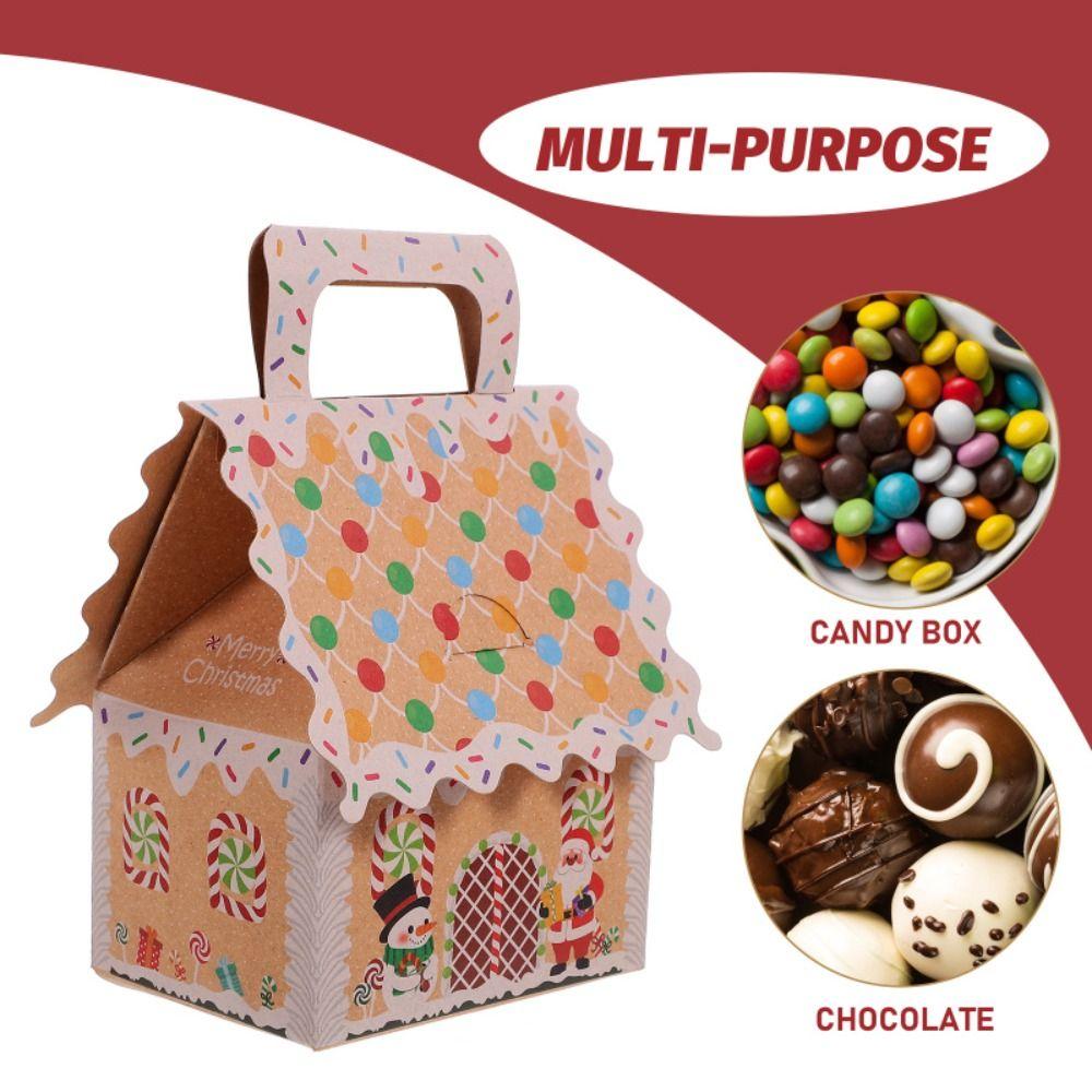10PCS House Shape Gift Box Kraft Paper Christmas Tree Pendant  Christmas Party Decoration