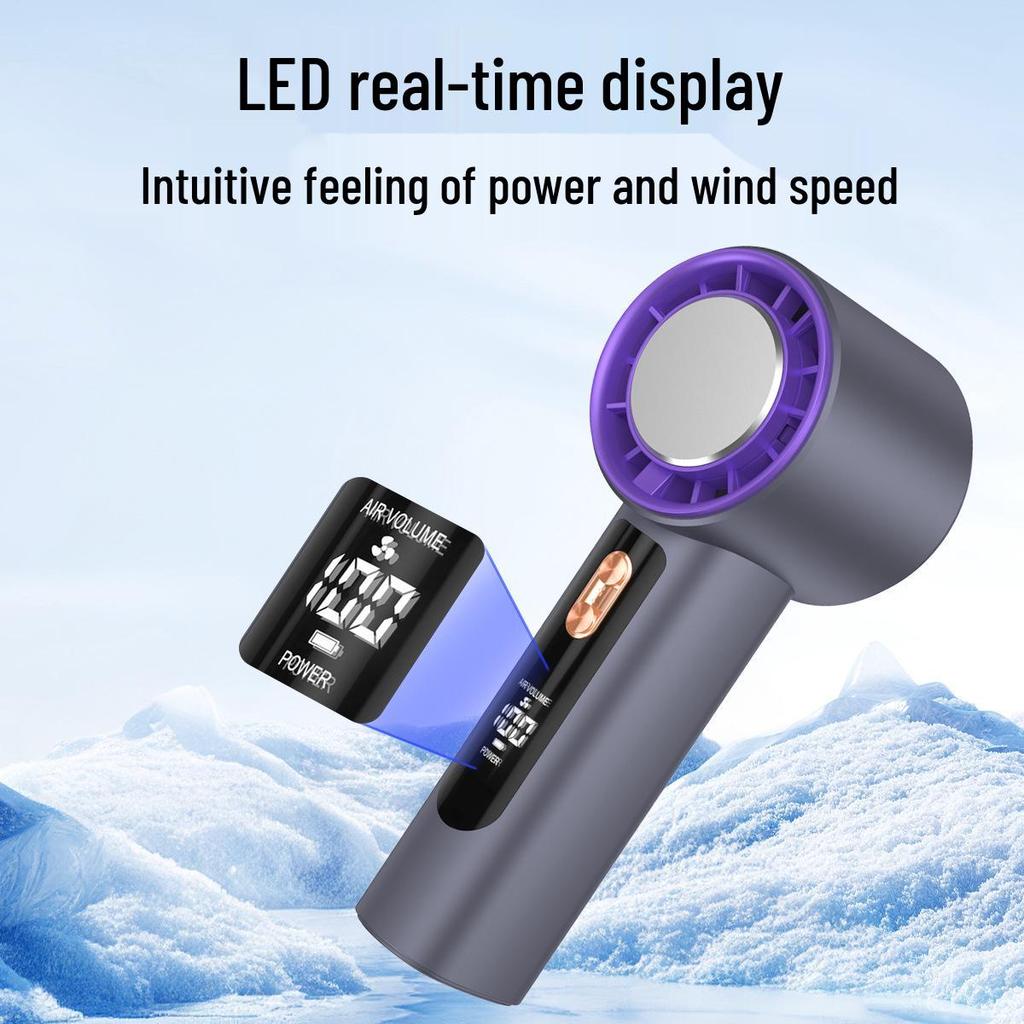 Mini USB Handheld Fan with 100-Speed Digital Display and Cooling Ice Pack